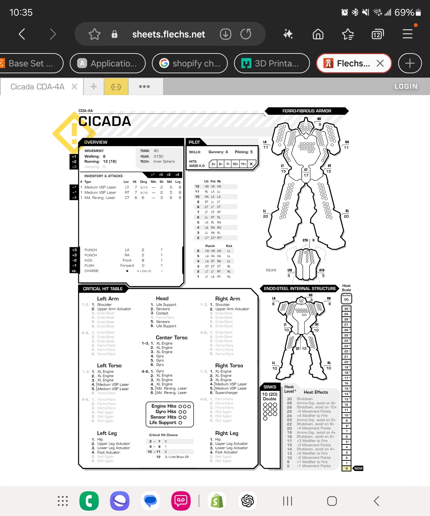 Cicada CDA-1A4 BattleMech