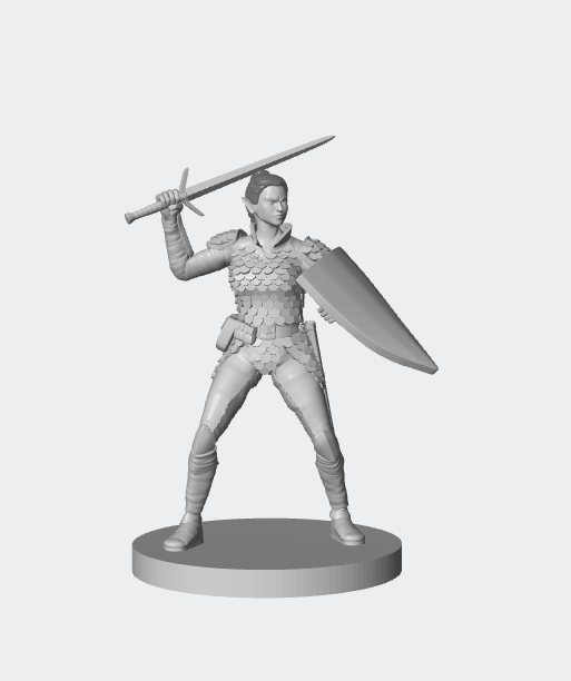 Elven Female Paladin Miniature – Graceful Protector for RPG Adventures