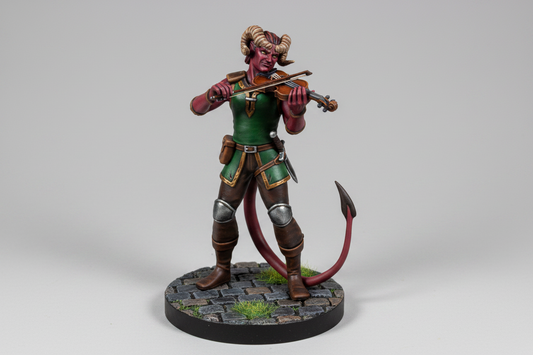 Tiefling Male Bard (Fiddle) – RPG Miniature for Dungeons & Dragons, Pathfinder, and Tabletop RPGs