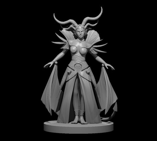 Tiefling Female Sorceress – RPG Miniature for Dungeons & Dragons, Pathfinder, and Tabletop RPGs