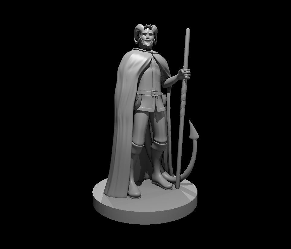 Tiefling Male Druid (Staff) – RPG Miniature for Dungeons & Dragons, Pathfinder, and Tabletop RPGs