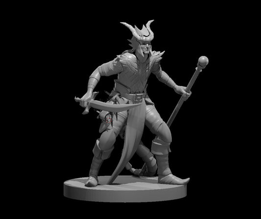 Tiefling Male Hexblade Warlock (Dagger & Staff) – RPG Miniature for Dungeons & Dragons, Pathfinder, and Tabletop RPGs