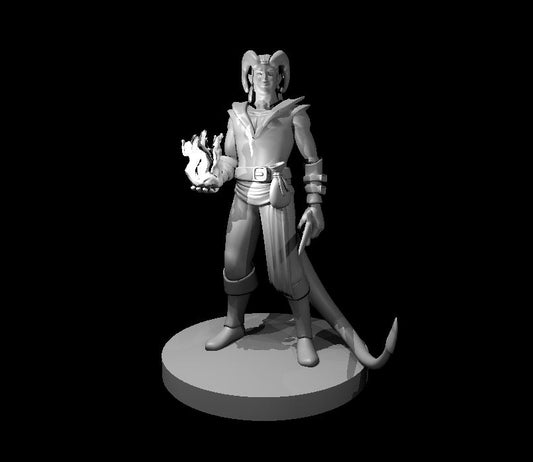 Tiefling Male Sorcerer (Casting Spell) – RPG Miniature for Dungeons & Dragons, Pathfinder, and Tabletop RPGs