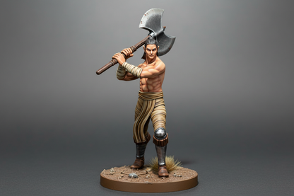 Half-Elf Male Barbarian (Great Axe) Miniature – RPG Miniature for Dungeons & Dragons, Pathfinder, and Tabletop RPGs