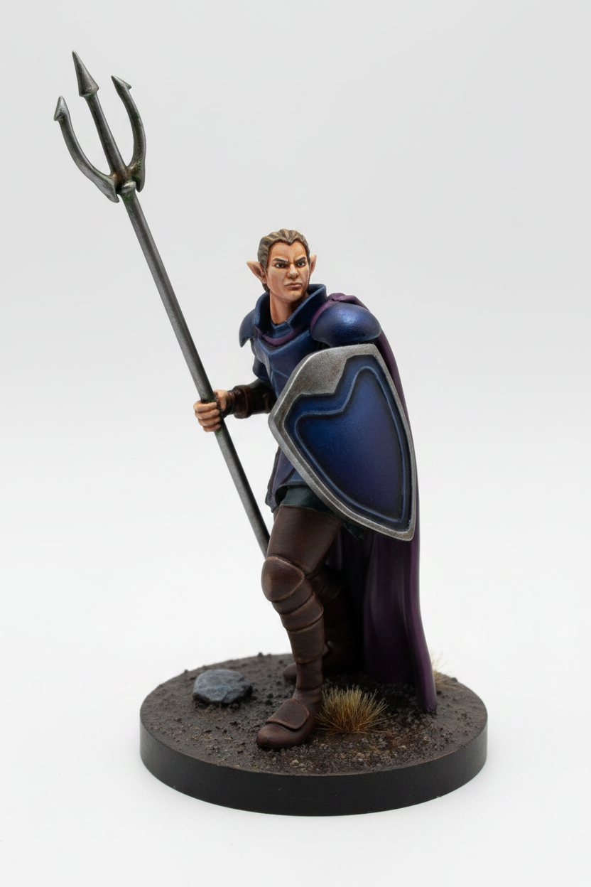 Elf Male Cleric of Tempest (Trident) – RPG Miniature for Dungeons & Dragons, Pathfinder, and Tabletop RPGs