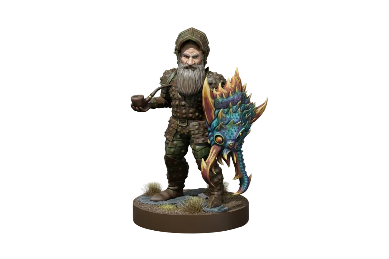 Gnome Male Artificer (Ankheg Plate Armor) – RPG Miniature for Dungeons & Dragons, Pathfinder, and Tabletop RPGs