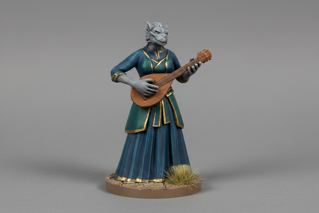 Dragonborn Female Bard (Lute) – RPG Miniature for Dungeons & Dragons, Pathfinder, and Tabletop RPGs
