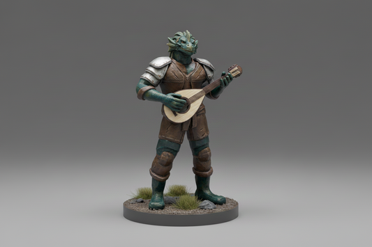 Dragonborn Male Bard (Lute) – RPG Miniature for Dungeons & Dragons, Pathfinder, and Tabletop RPGs