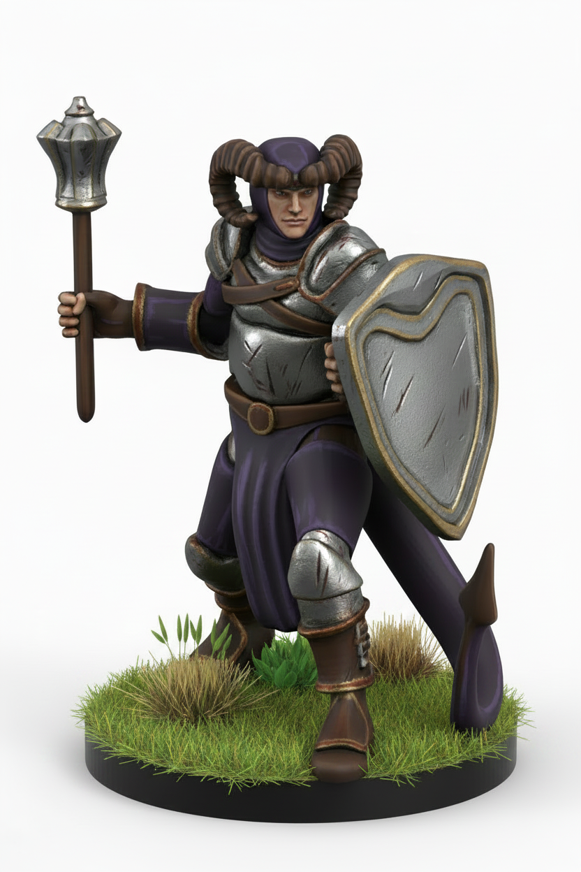 Tiefling Male Cleric (War Mace) – RPG Miniature for Dungeons & Dragons, Pathfinder, and Tabletop RPGs