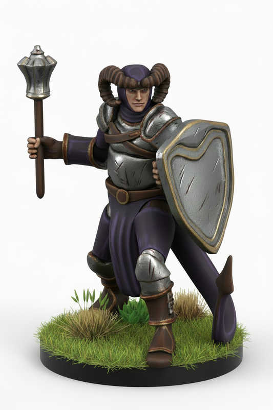 Tiefling Male Cleric (War Mace) – RPG Miniature for Dungeons & Dragons, Pathfinder, and Tabletop RPGs