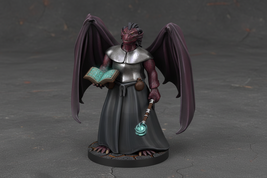 Dragonborn Priest (Book) – RPG Miniature for Dungeons & Dragons, Pathfinder, and Tabletop RPGs