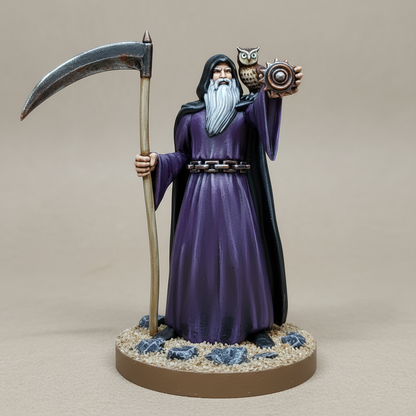 Human Male Bearded Death Cleric (Scythe) – RPG Miniature for Dungeons & Dragons, Pathfinder, and Tabletop RPGs
