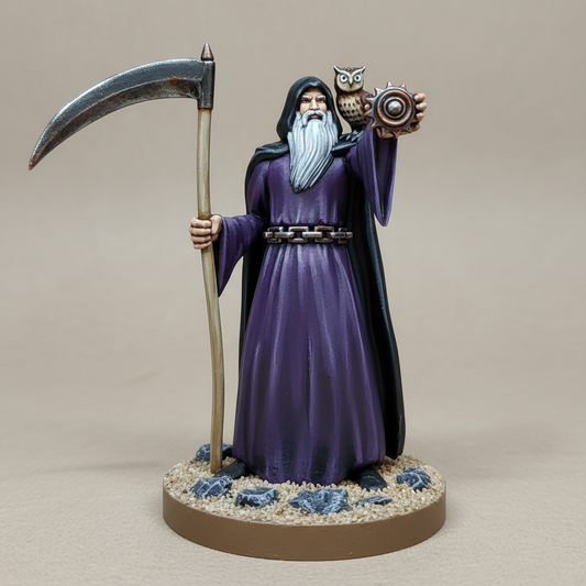 Human Male Bearded Death Cleric (Scythe) – RPG Miniature for Dungeons & Dragons, Pathfinder, and Tabletop RPGs