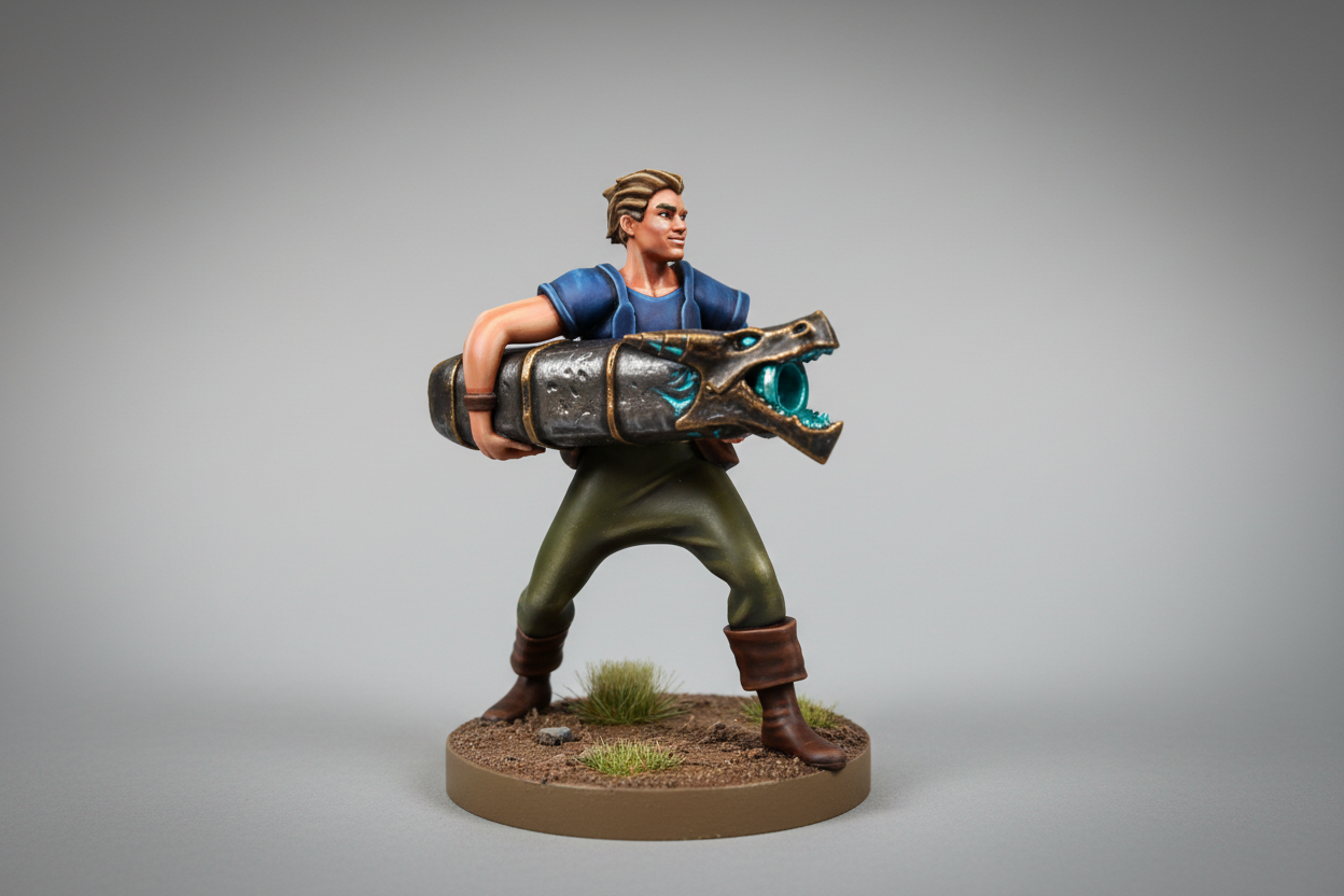 Human Male Cannon Artificer Miniature – RPG Miniature for Dungeons & Dragons, Pathfinder, and Tabletop RPGs