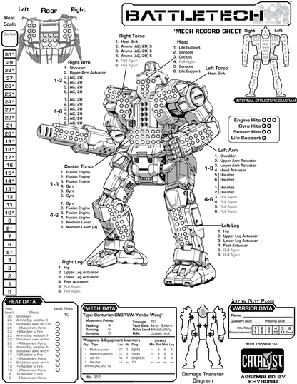Centurion CN9-YLW – BattleTech Miniature Resin Printed Model | Inner Sphere Medium BattleMech