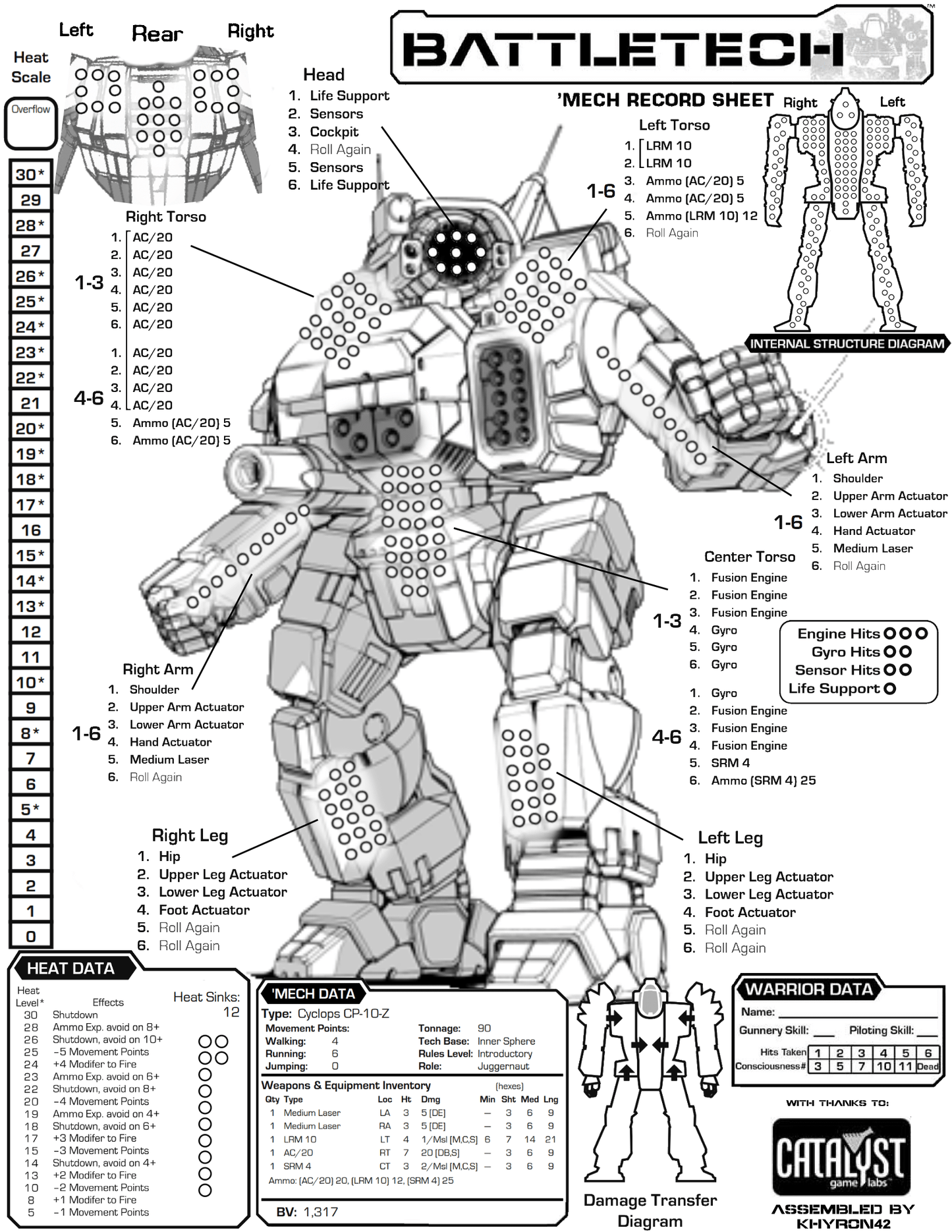 Cyclops CP-10-Z – BattleTech Miniature Resin Printed Model | Inner Sphere Assault BattleMech