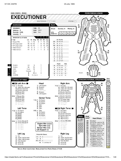 Executioner (EXE) – BattleTech Miniature Resin Printed Model | Clan Assault OmniMech