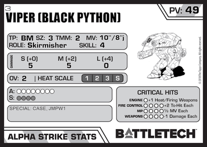Black Python BKP-Prime4 – BattleTech Miniature Resin Printed Model | Clan Heavy OmniMech