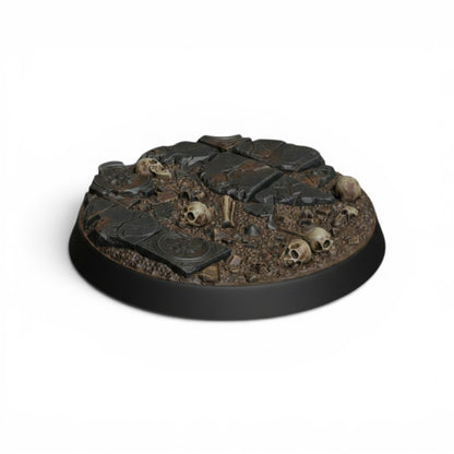 Base Topper - 32mm Skull Ruins – Unpainted Resin Scenic Toppers for Dungeons & Dragons, Pathfinder, and Tabletop Wargames