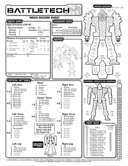 Champion CHP-1N4 – BattleTech Miniature Resin Printed Model | Inner Sphere Heavy BattleMech