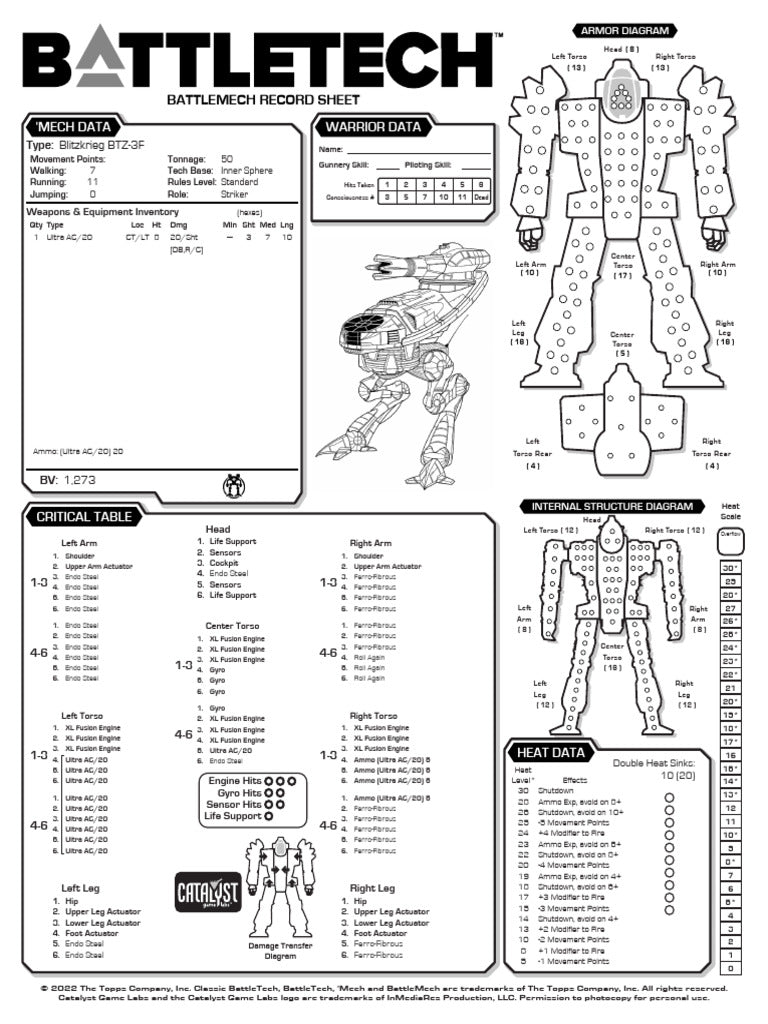 Blitzkrieg – BattleTech Miniature Resin Printed Model | Inner Sphere Light BattleMech