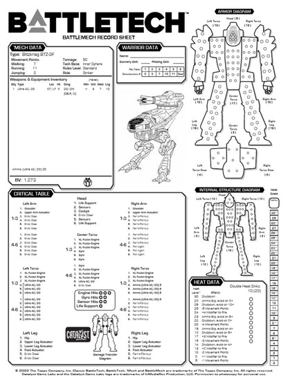Blitzkrieg – BattleTech Miniature Resin Printed Model | Inner Sphere Light BattleMech