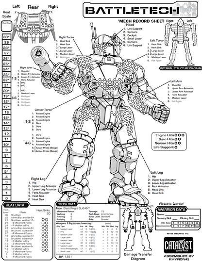 Black Knight BL-6-KNT – BattleTech Miniature Resin Printed Model | Inner Sphere Heavy BattleMech