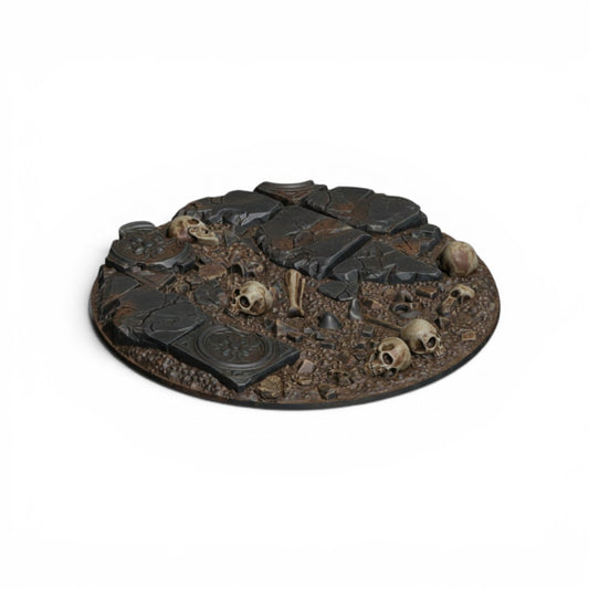 Base Topper - 32mm Skull Ruins – Unpainted Resin Scenic Toppers for Dungeons & Dragons, Pathfinder, and Tabletop Wargames
