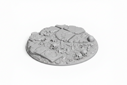 Base Topper - 32mm Skull Ruins – Unpainted Resin Scenic Toppers for Dungeons & Dragons, Pathfinder, and Tabletop Wargames