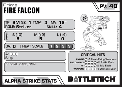 Fire Falcon Prime – BattleTech Miniature Resin Printed Model | Clan Light BattleMech